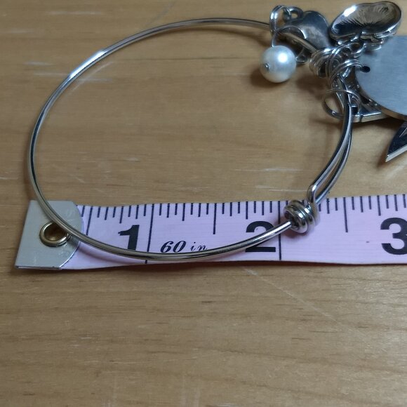 Teacher Charm Bracelet Big Heart to Teach Little Minds Silver Tone Gift Educator - Picture 5 of 5